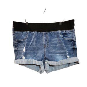 Shein maternity Denim Jean Shorts distressed Womens Size XXL